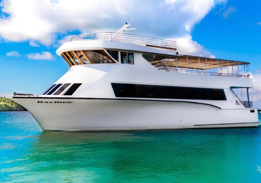100ft 200 passenger 3 story mega yacht w open bar at Bayside - Inside a 100-Foot Party Yacht: Open Bar, Music, and Layout